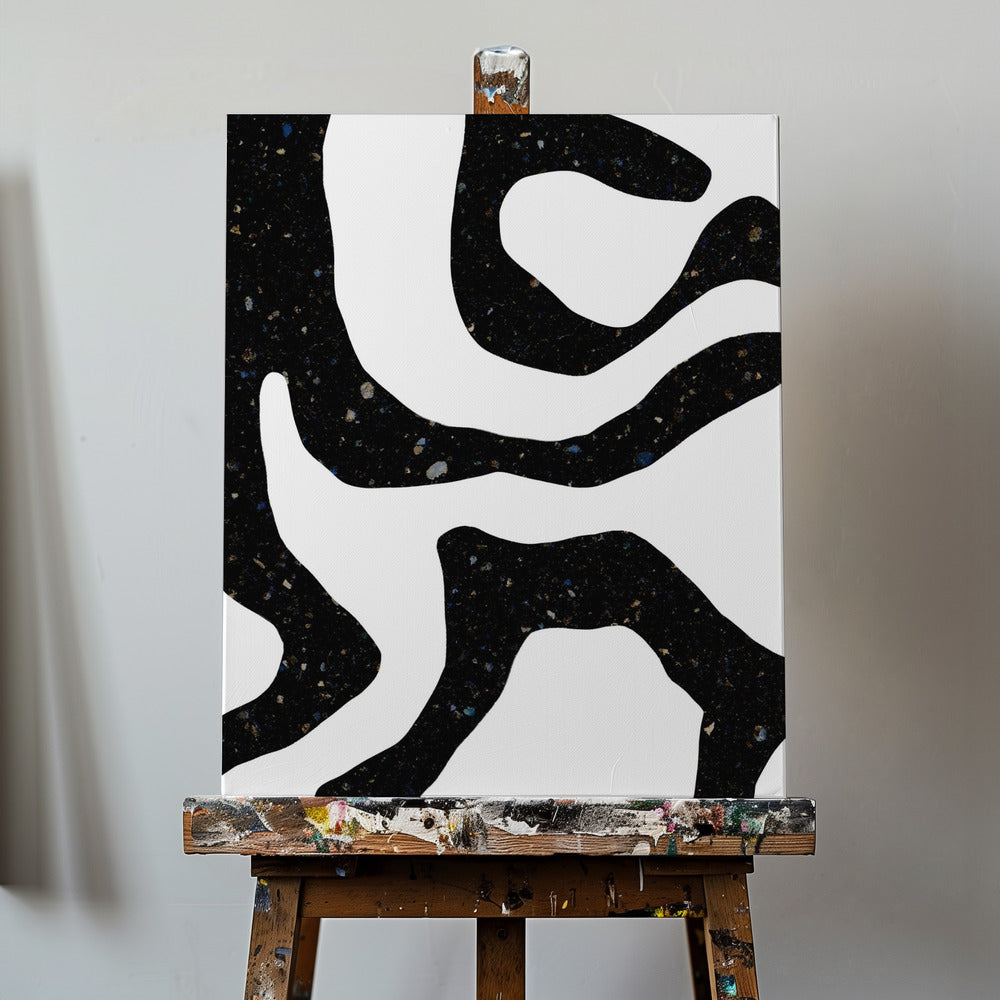 Organic Black Forms with Speckled Patterns | Canvas