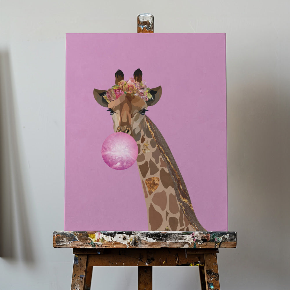 Giraffe pink bubblegum | Canvas