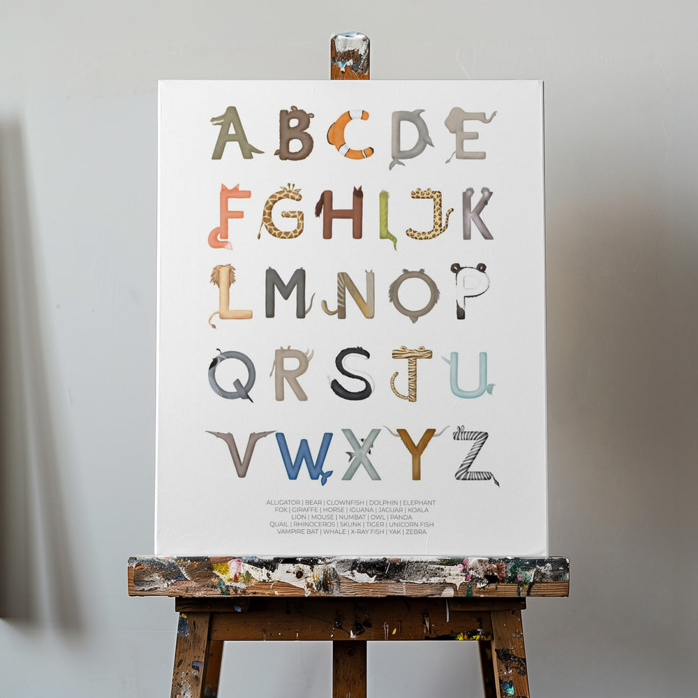 Letras de animales ABC | Impresiones en Lienzo