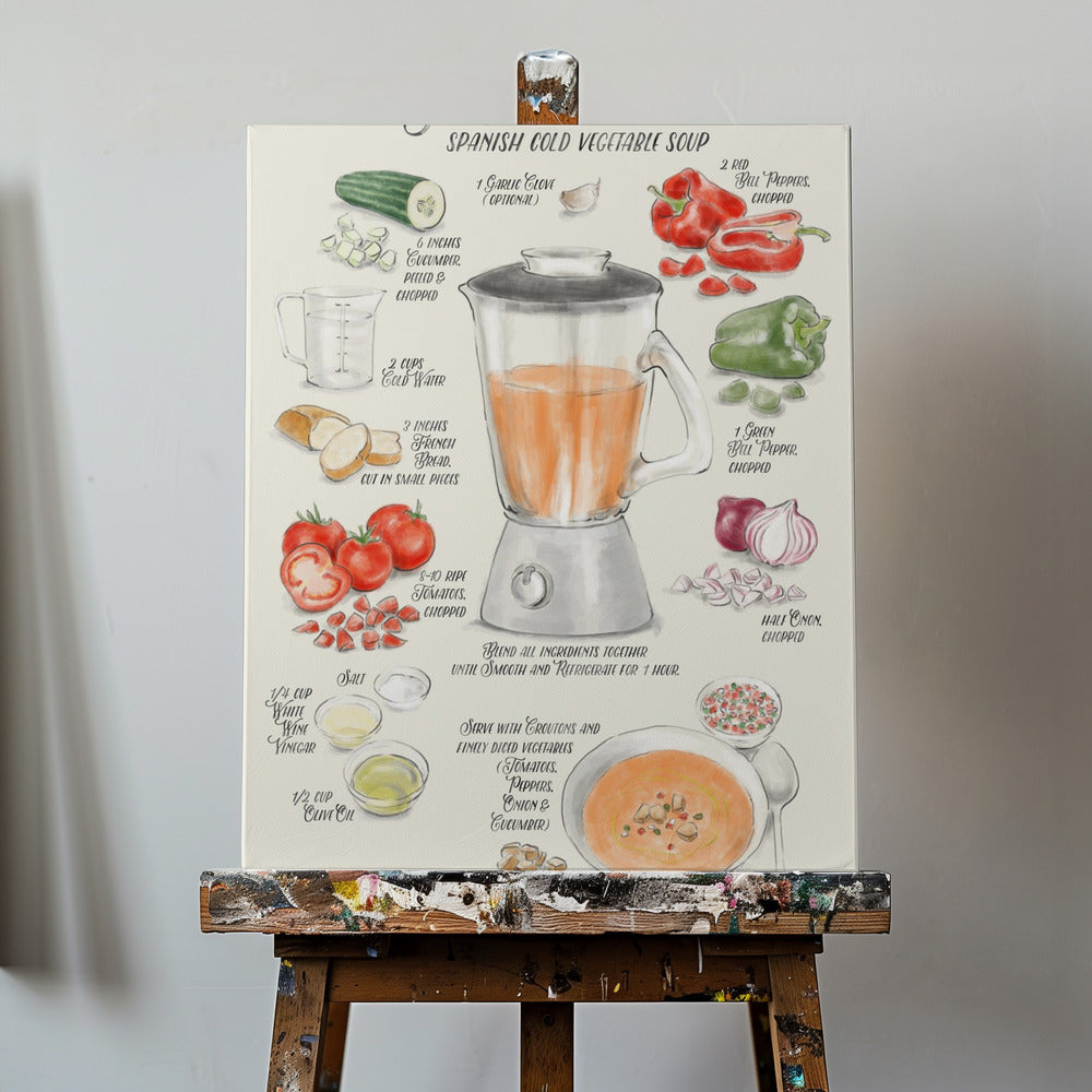Receta ilustrada de Gazpacho en inglés | Impresiones en Lienzo