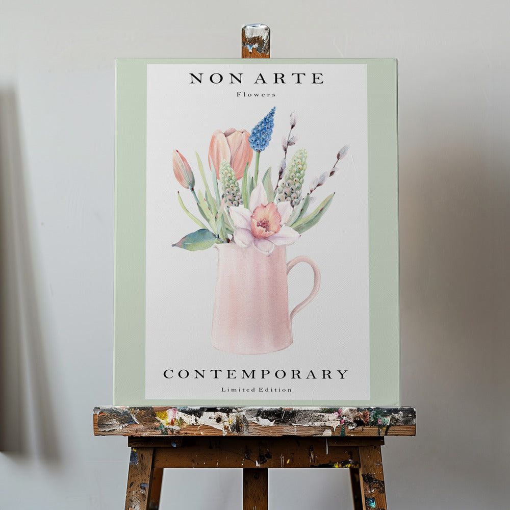 Ikke kunst grønn blomstervase | Lerretsbilder