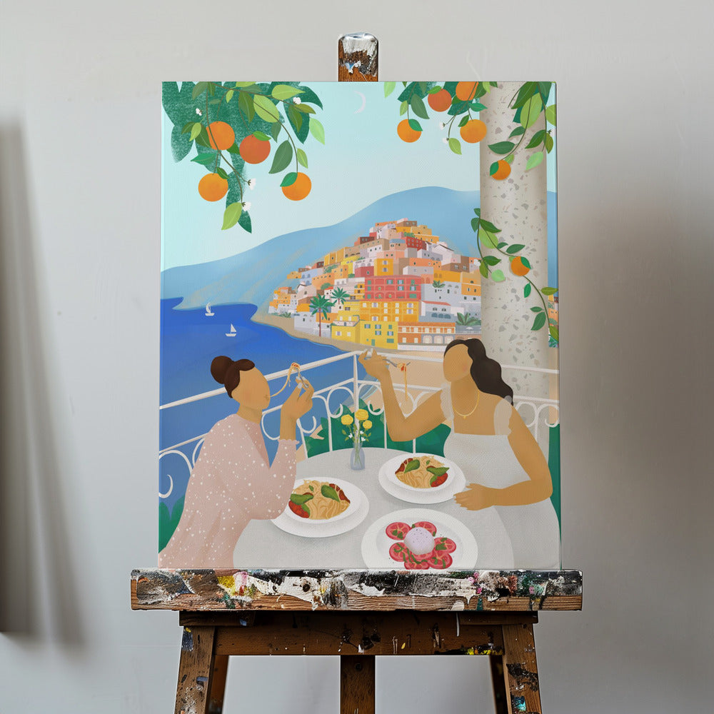 Flickor i Positano | Canvas