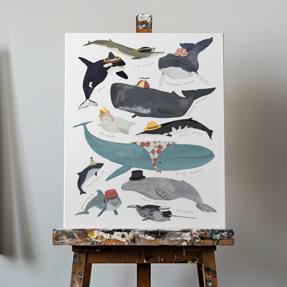 Baleines avec des chapeaux | Tableaux sur Toile
