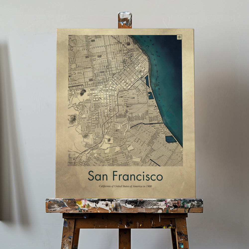 Mapa retro de San Francisco | Impresiones en Lienzo