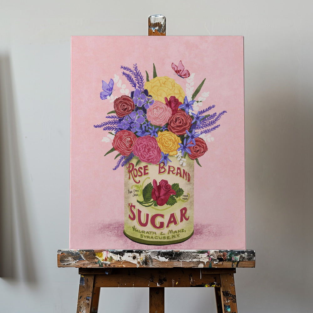 Blomster i en vintage dåse | Lærredsbilleder