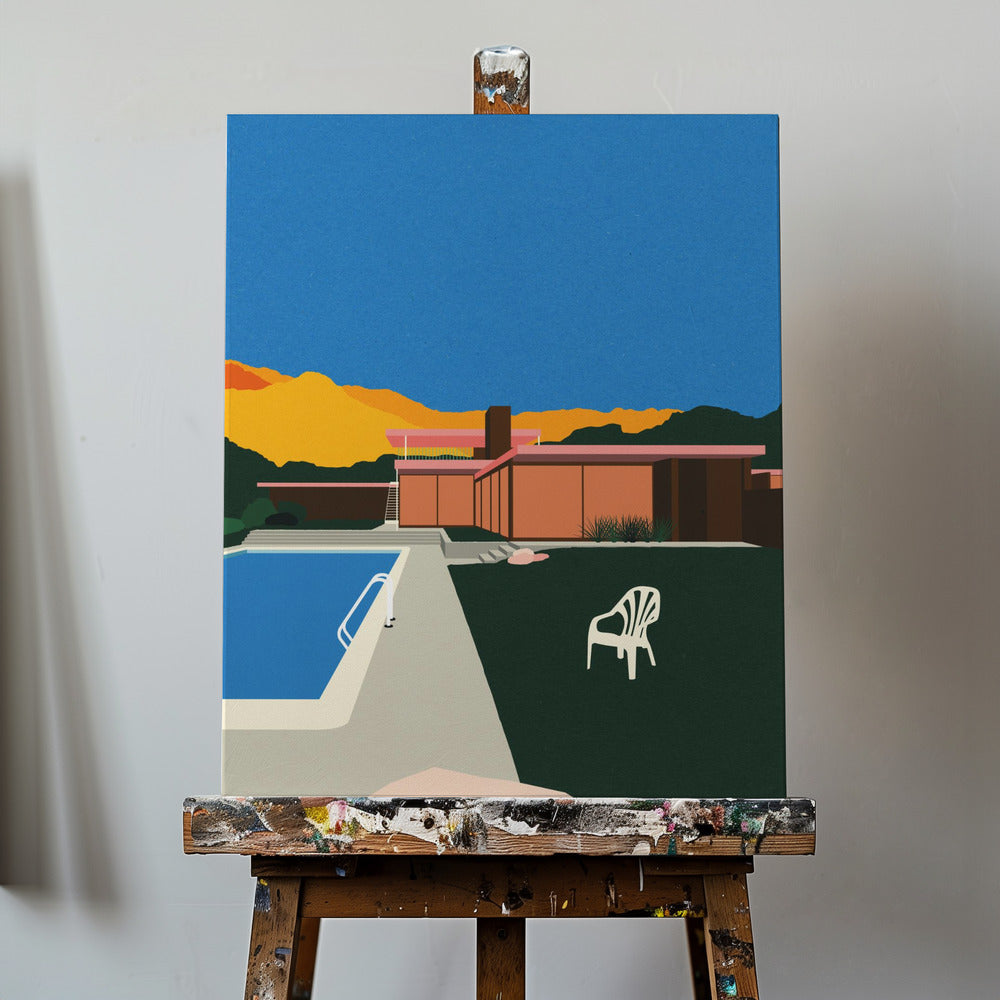 Kaufmann Desert House ved poolen | Lærredsbilleder