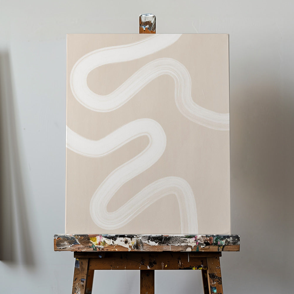 Beige One Line Drawing | Canvas