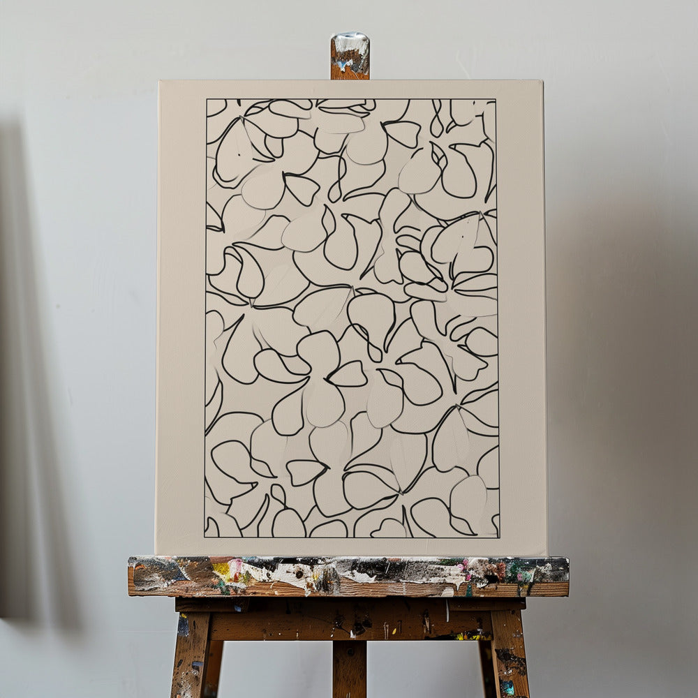 Sömlöst mönster av konturerade blommor | Canvas