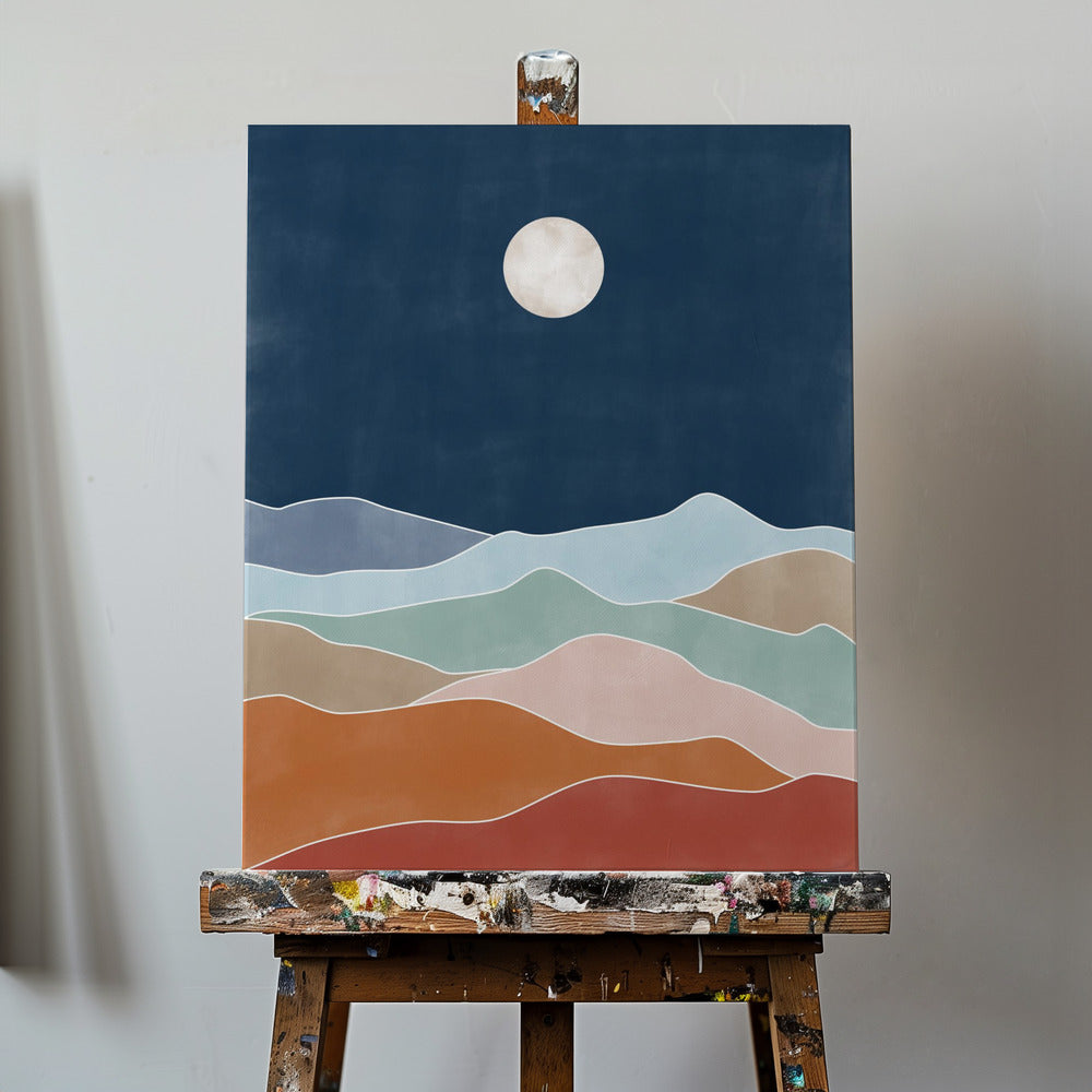 Månbelyst kullelandskap | Canvas