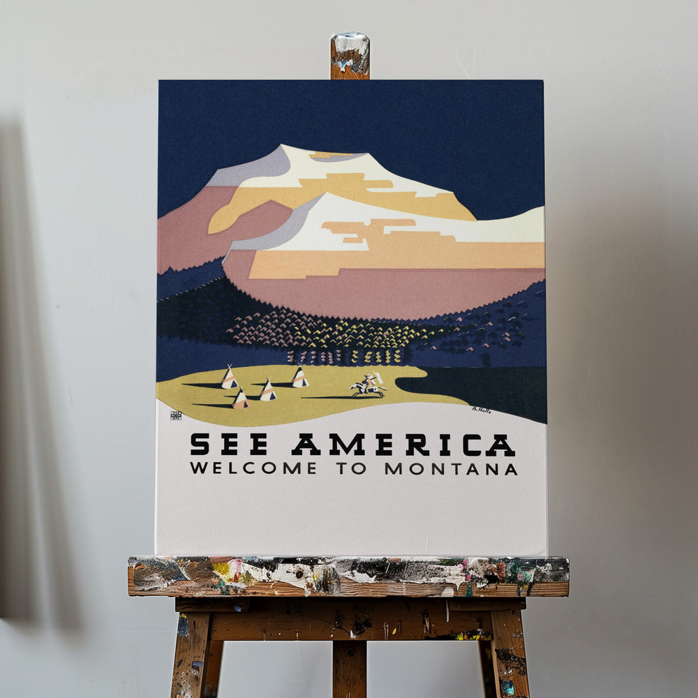 Vea América. Bienvenido a Montana (1936) Viajes Posters - Impresiones de Arte Por Richard Halls | Impresiones en Lienzo