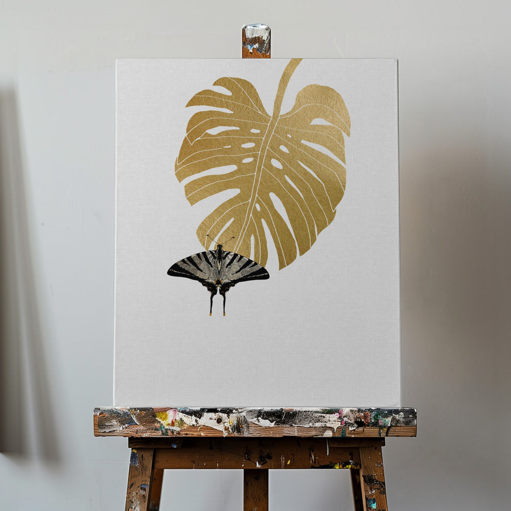 Butterfly & Monstera Leaf | Canvas