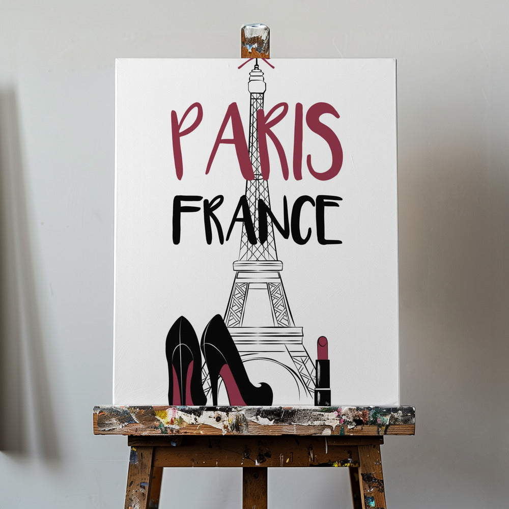 Eiffeltoren met stijlvolle hoge hakken en lippenstift | Canvasprints