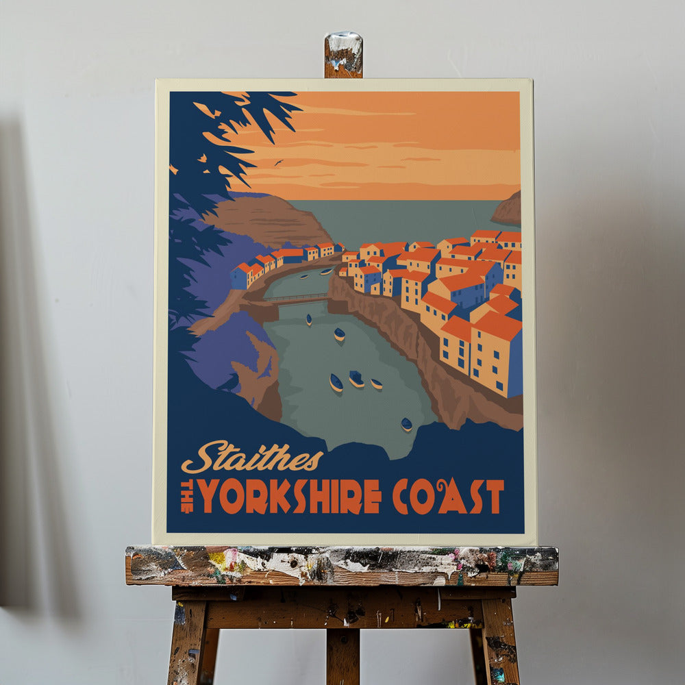 Stampa di viaggio di Staithes Yorkshire | Stampe su Tela