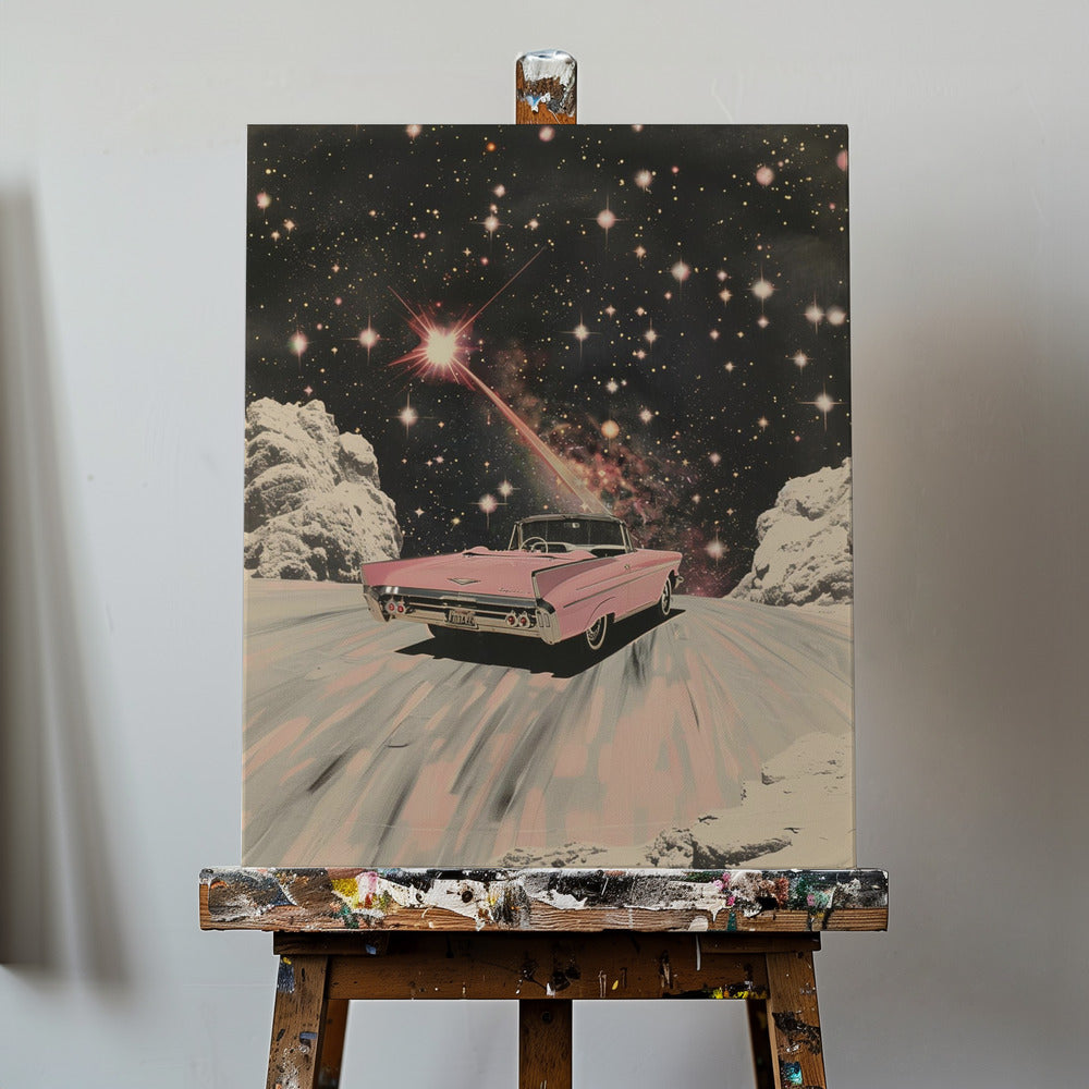 Pink Car In Space | Canvas