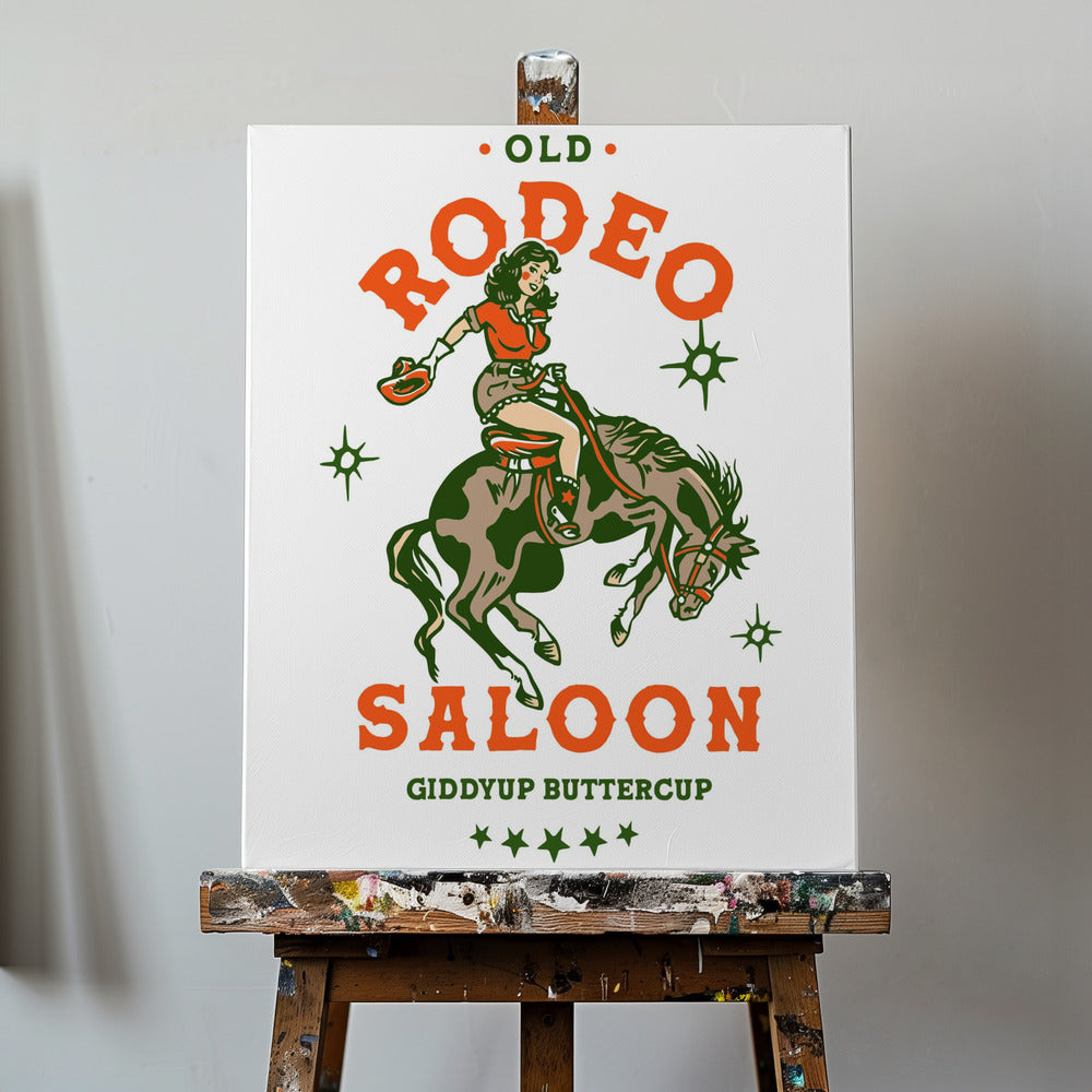 Old Rodeo Saloon Cowgirl: Giddyup Buttercup | Lærredsbilleder