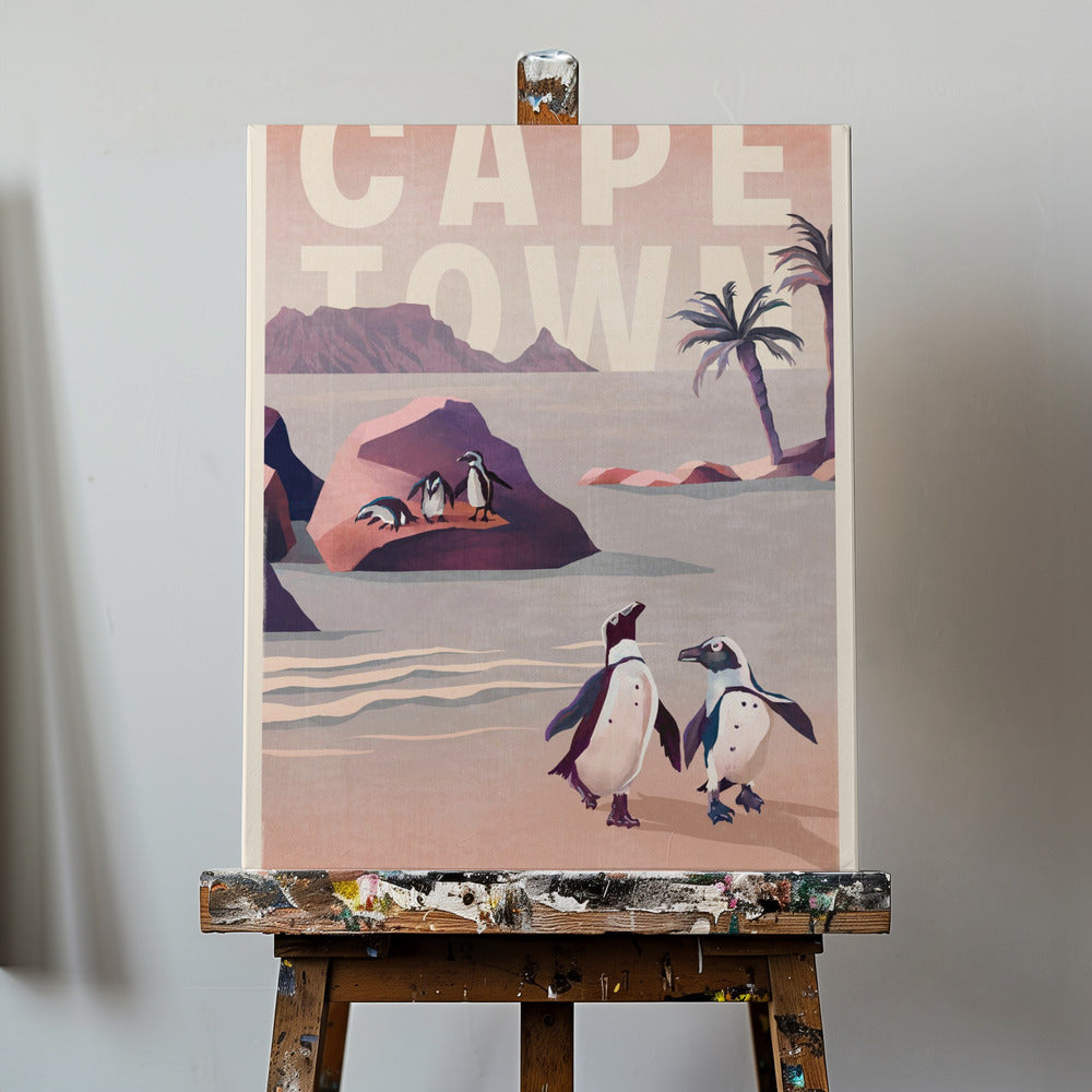 Cape Town Sydafrika Vintage Rejsekunst | Lærredsbilleder