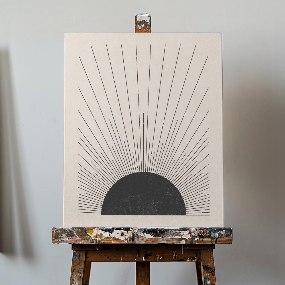 Woodblock The sun Illustration | Canvas