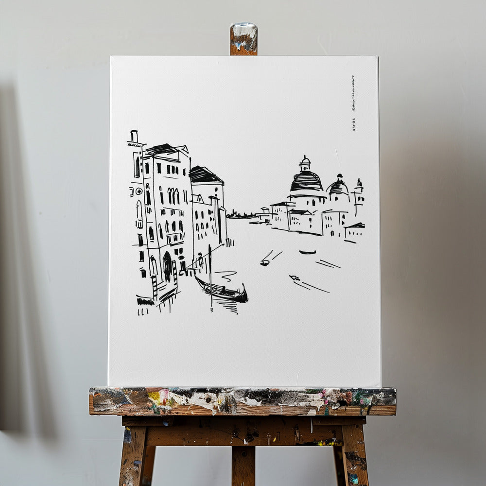 Impression d'art de Venise avec gondoles et basilique sur le Grand Canal, Italie Art mural | Tableaux sur Toile