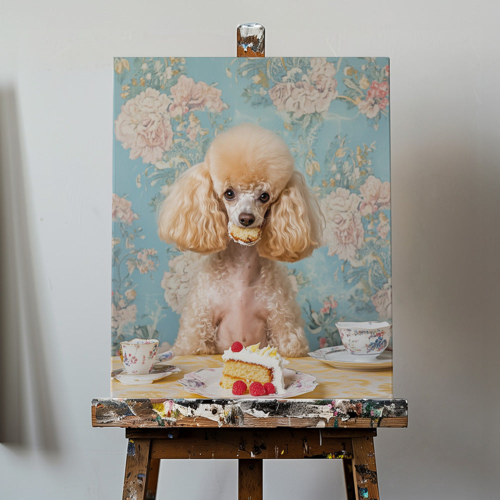 Poodle Sits At A Vintage Tea Table | Canvas