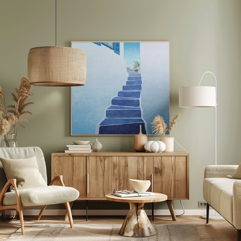 Blue Stairway Journey | Canvas