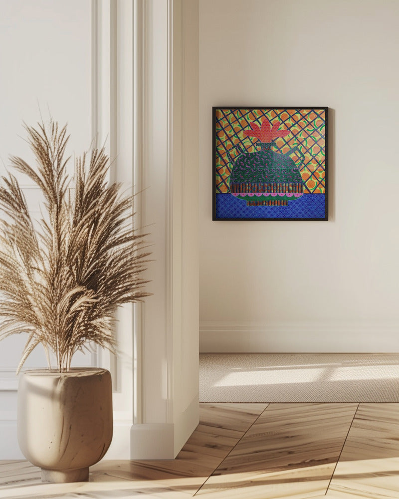 Orangen und Blumenvase | Poster