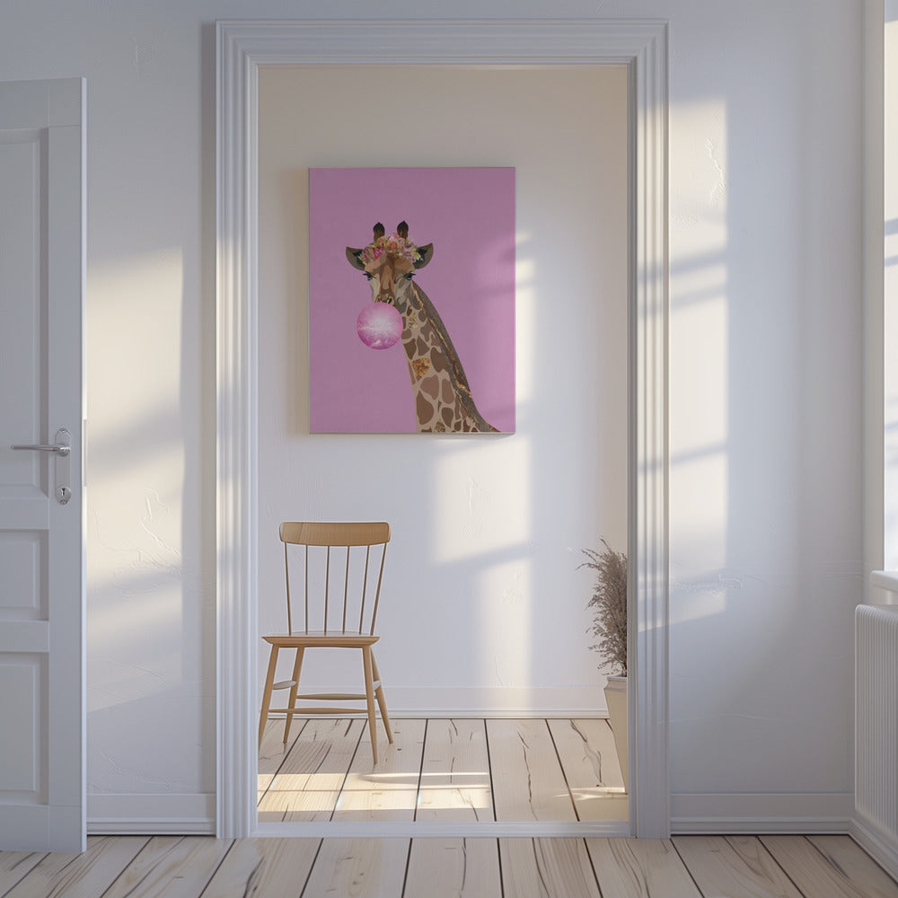 Giraffe pink bubblegum | Canvas