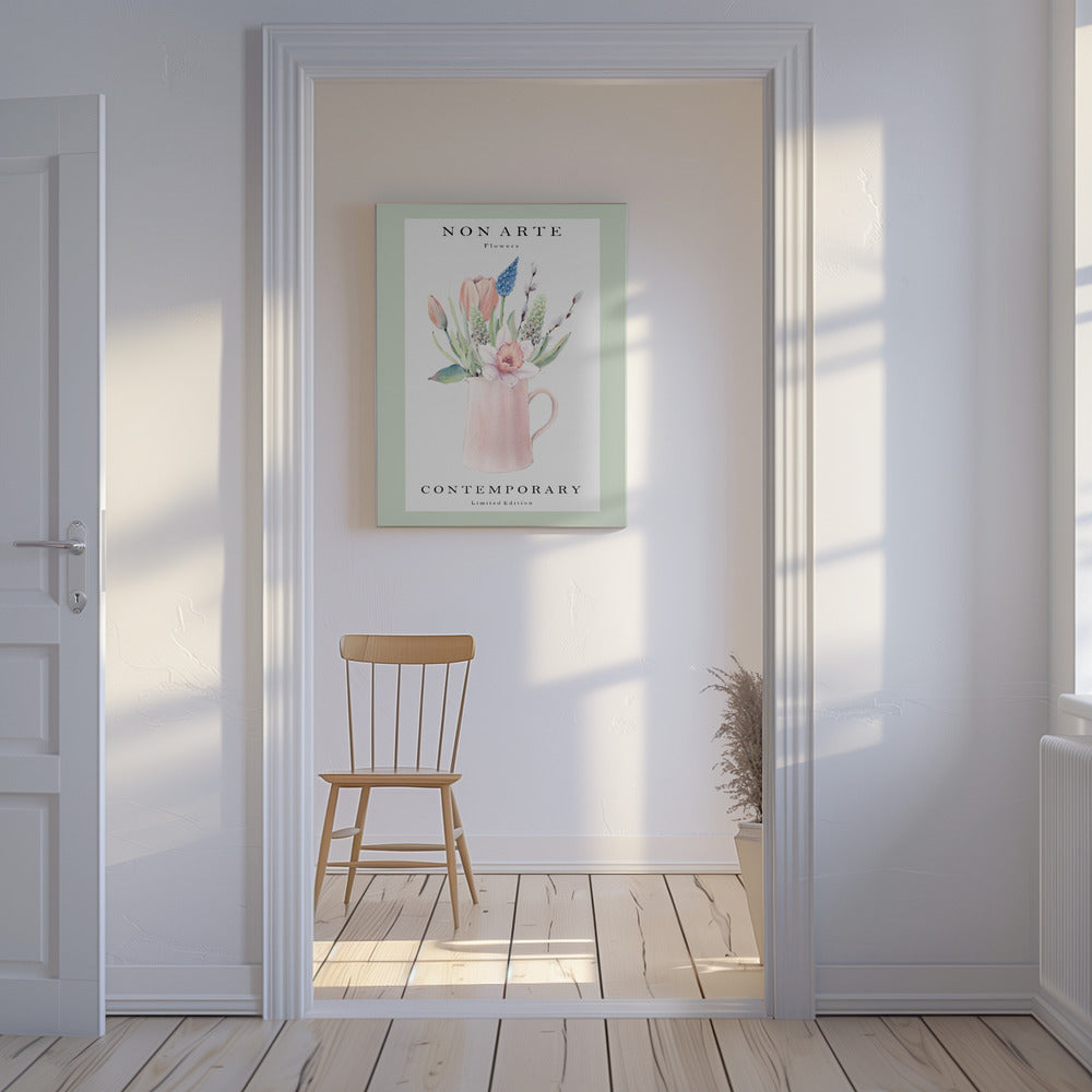 Ikke kunst grønn blomstervase | Lerretsbilder