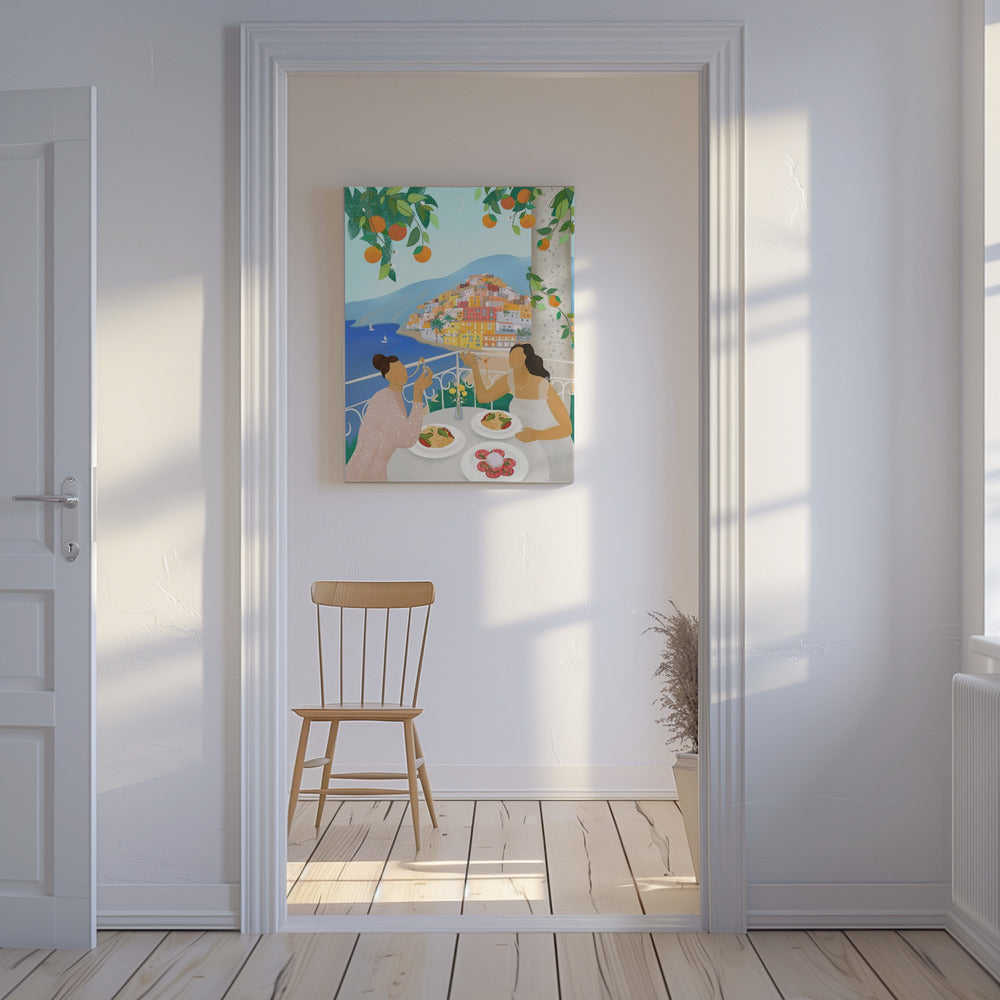 Flickor i Positano | Canvas