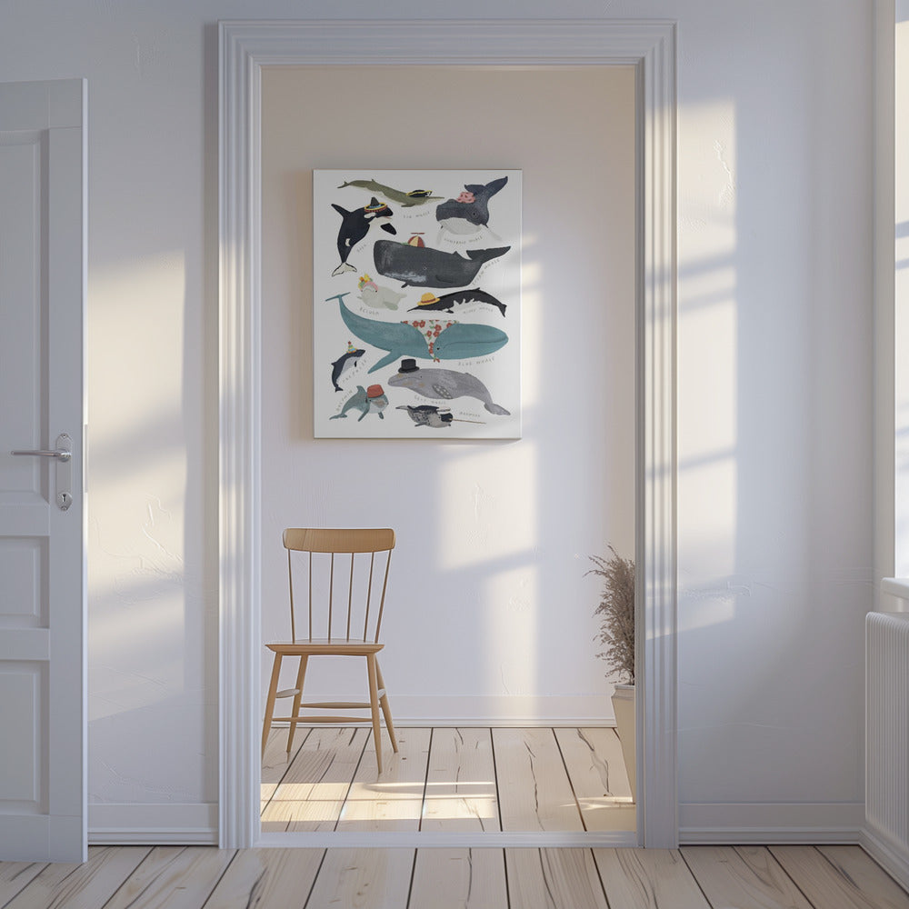 Baleines avec des chapeaux | Tableaux sur Toile