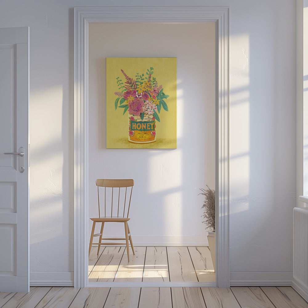 Flores en una lata de miel vintage | Impresiones en Lienzo
