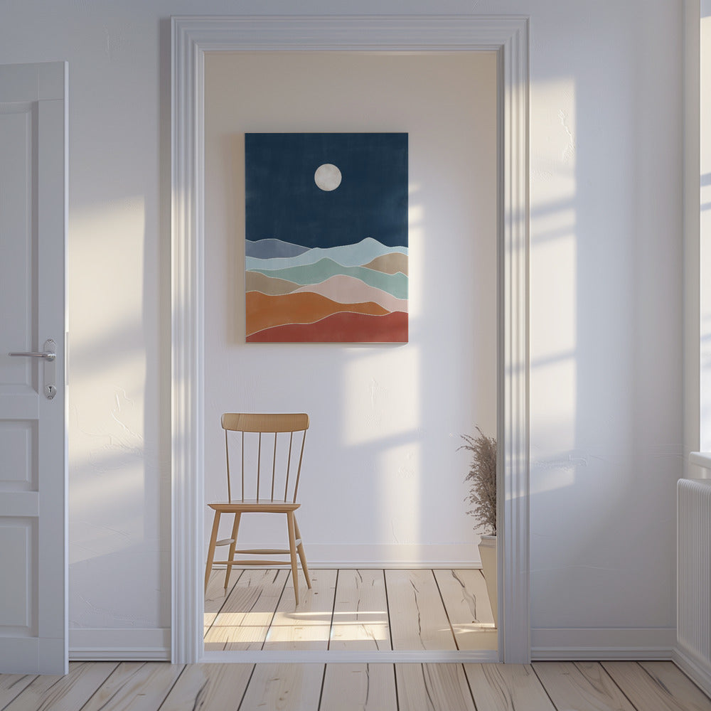 Månbelyst kullelandskap | Canvas