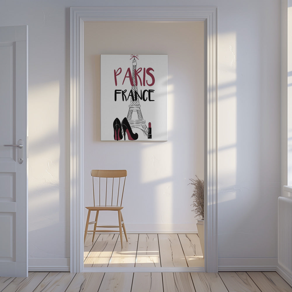 Eiffeltoren met stijlvolle hoge hakken en lippenstift | Canvasprints