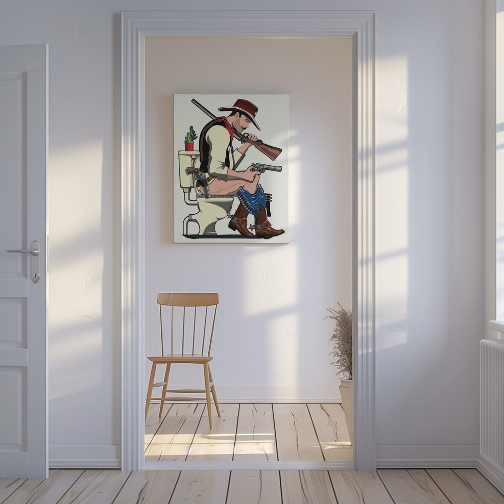 Cowboy aux toilettes | Tableaux sur Toile