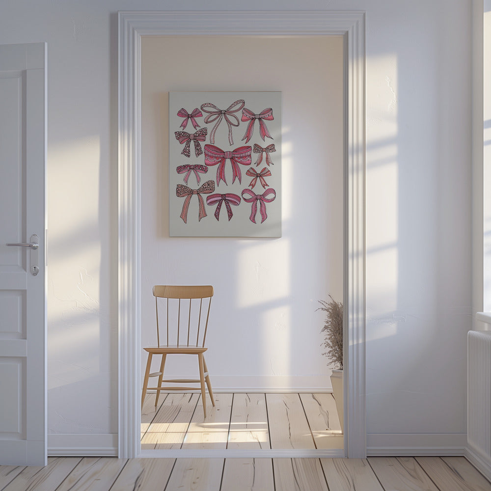Noeuds roses et lignes noires | Tableaux sur Toile