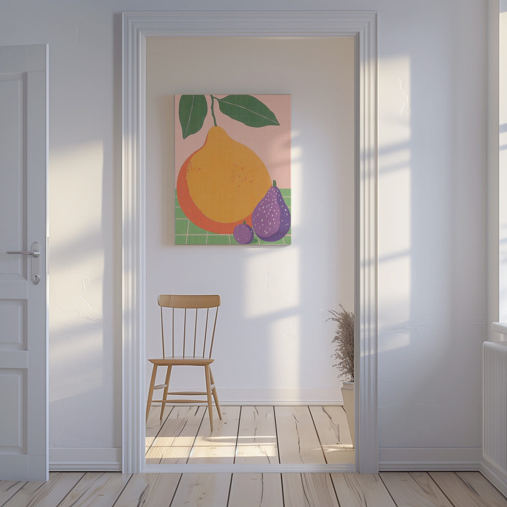 Fruktillustration Päron och fikon | Canvastavla