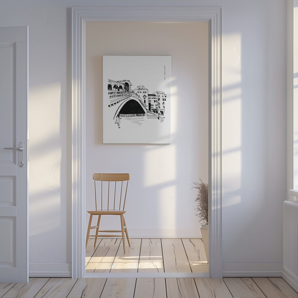 Puente de Rialto, ilustración de Venecia, impresión artística de la ciudad de Italia | Impresiones en Lienzo