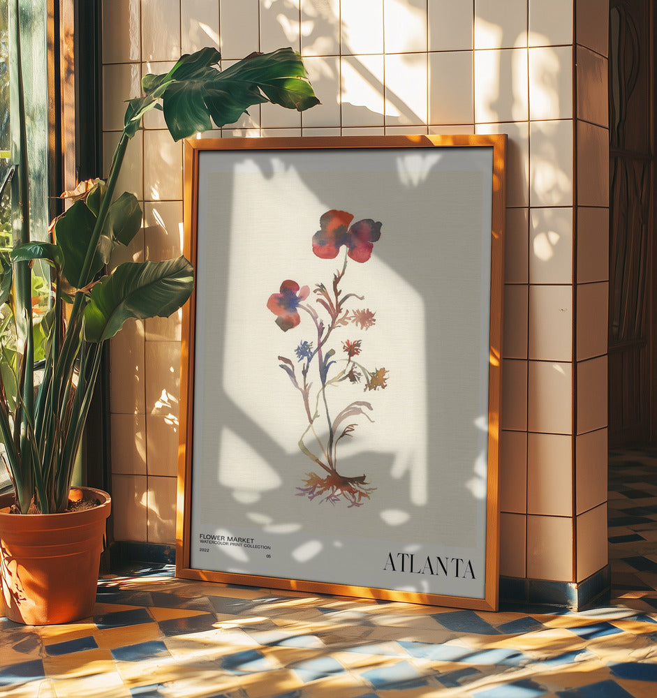 Akvarelltrycksamling. Blomstermarknad - Atlanta | Poster