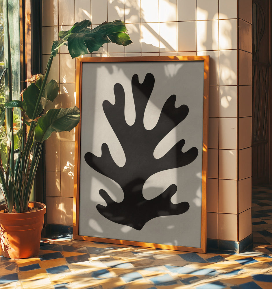 Minimal Black Coral Leaf | Poster