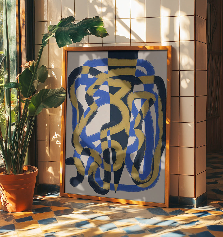 Abstract line deco blue and yellow | Poster