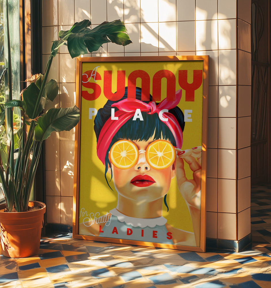 Ein sonniger Ort für schattige Damen Orange Pinup Art | Poster