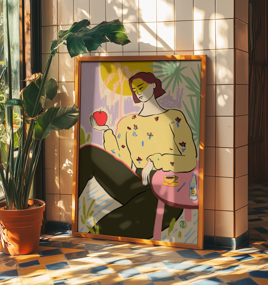 Woman With Apple | Poster