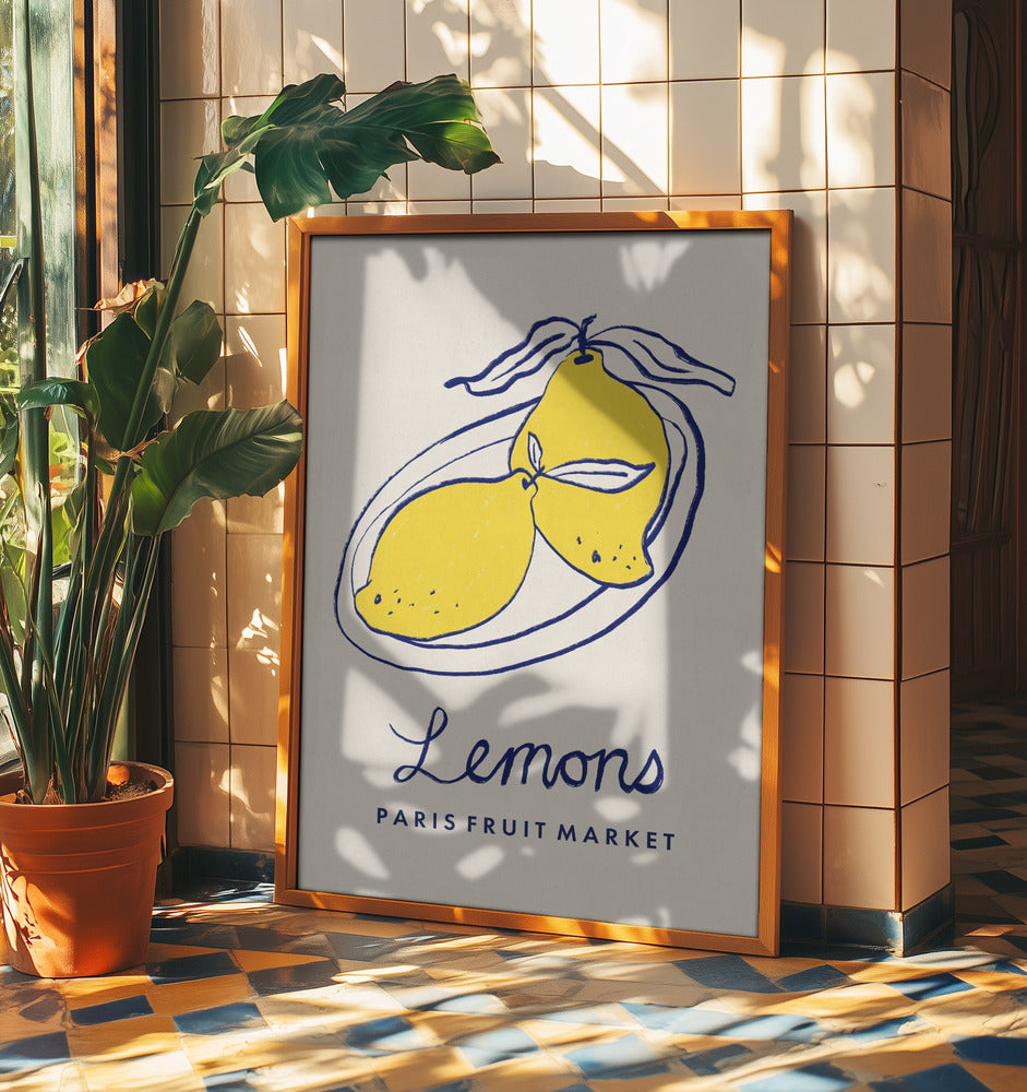 Food Art - Lemons Paris Fruit Market | Poster