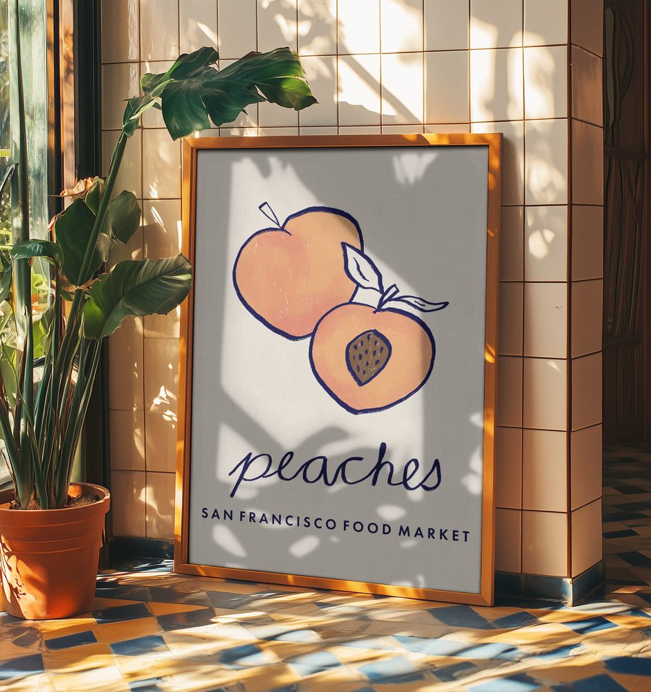 Food Art - Peaches San Francisco Food Market | Poster