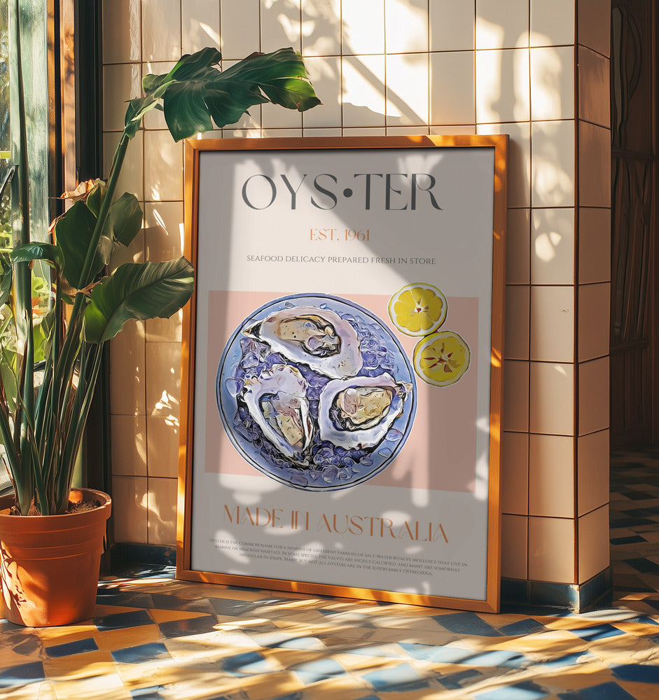 Fresh Oysters with Lemon Slices | Poster
