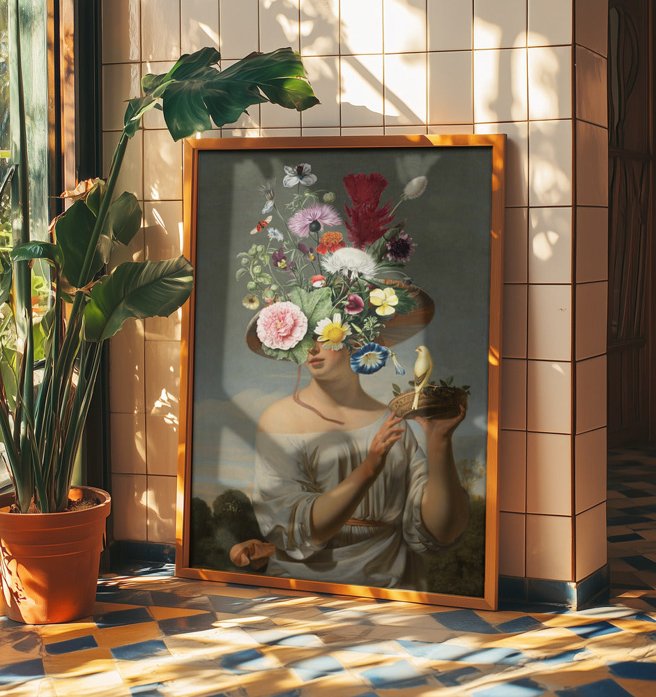 Woman In a Large Floral Hat | Poster