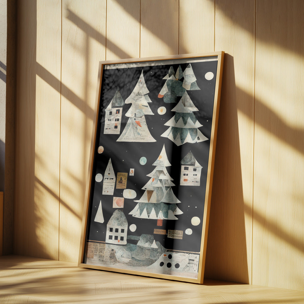 Ein Papierdorf bei Nacht | Poster