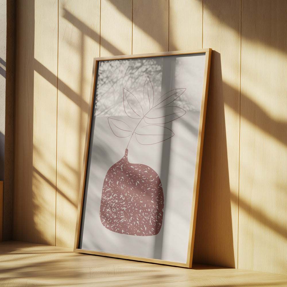 Stylized Plant In A Textured Vase With Earthy Tones | Poster