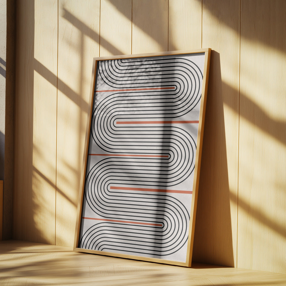 Red, Beige, Black Lines Contemporary | Poster