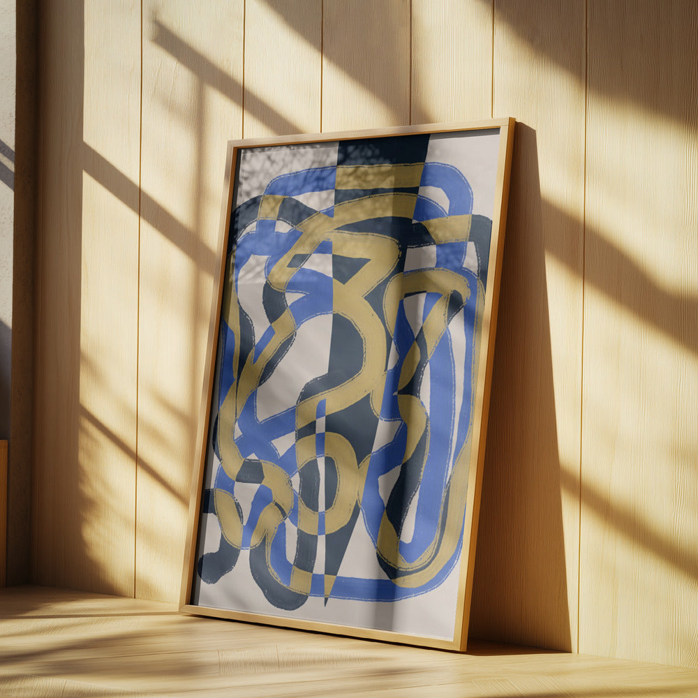 Abstract line deco blue and yellow | Poster