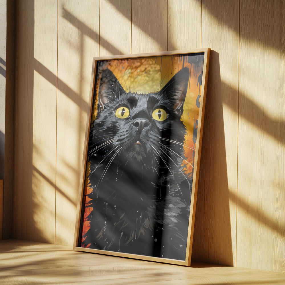 Schwarze Katze Adam Aquarell Tierkunst | Poster